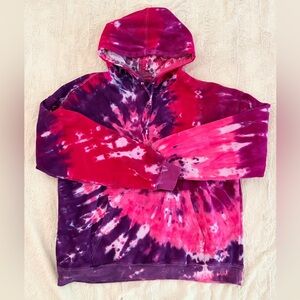 Vibrant Pink and Purple Tie-Dye Hoodie
